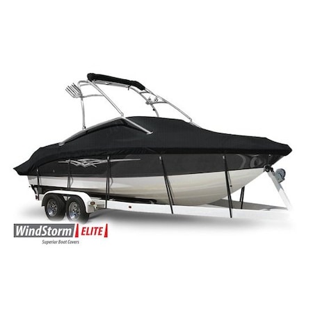 Eevelle Boat Cover DECK BOAT Ski Tower Inboard Fits 18ft 6in L up to 102in W Black SFDKSK18102-BLK
